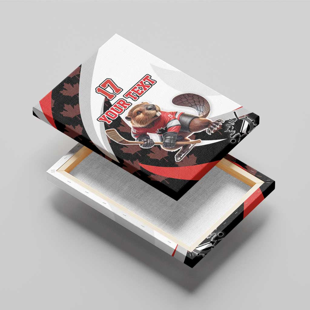 Custom Canada Ice Hockey Go Champions Canvas Wall Art Team Canada Beaver Mascot Style
