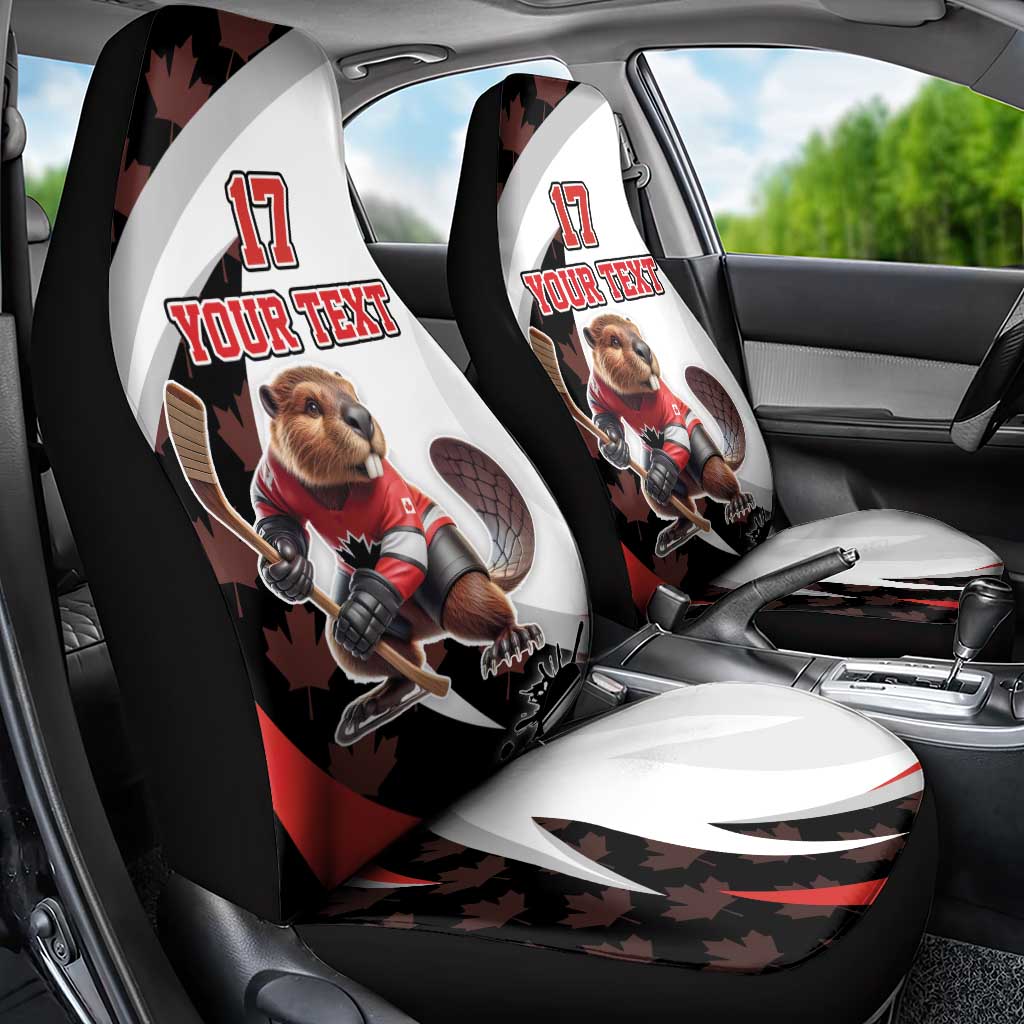 Custom Canada Ice Hockey Go Champions Car Seat Cover Team Canada Beaver Mascot Style