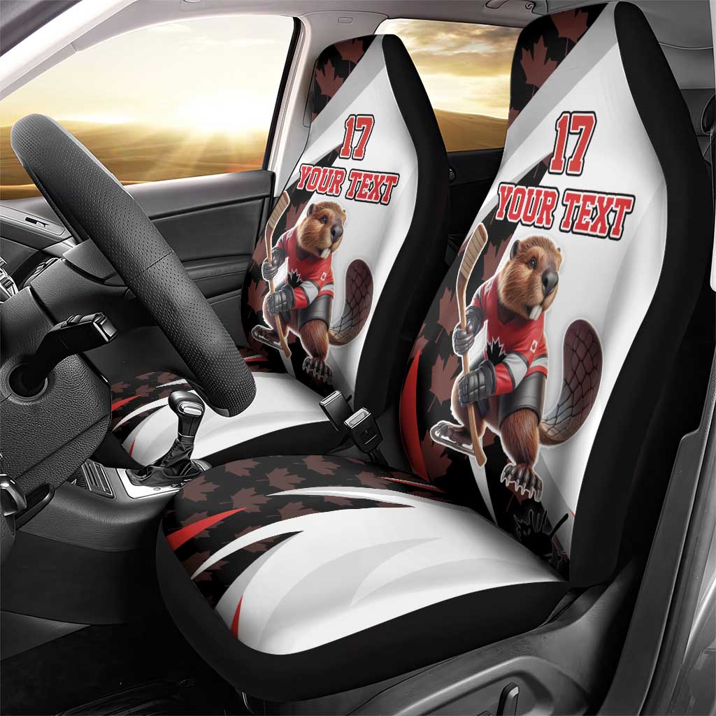 Custom Canada Ice Hockey Go Champions Car Seat Cover Team Canada Beaver Mascot Style