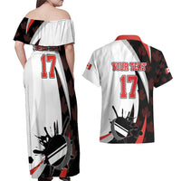 Custom Canada Ice Hockey Go Champions Couples Matching Off Shoulder Maxi Dress and Hawaiian Shirt Team Canada Beaver Mascot Style