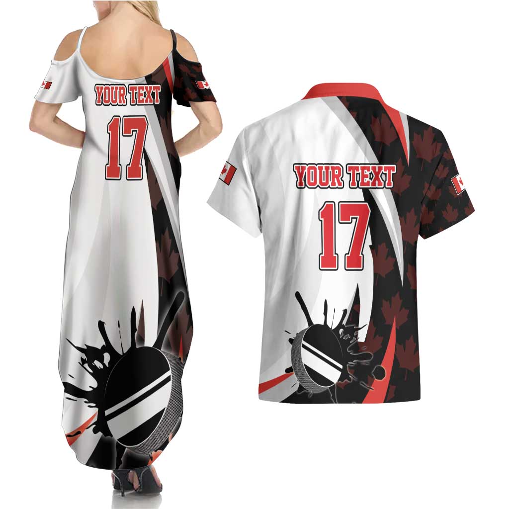 Custom Canada Ice Hockey Go Champions Couples Matching Summer Maxi Dress and Hawaiian Shirt Team Canada Beaver Mascot Style