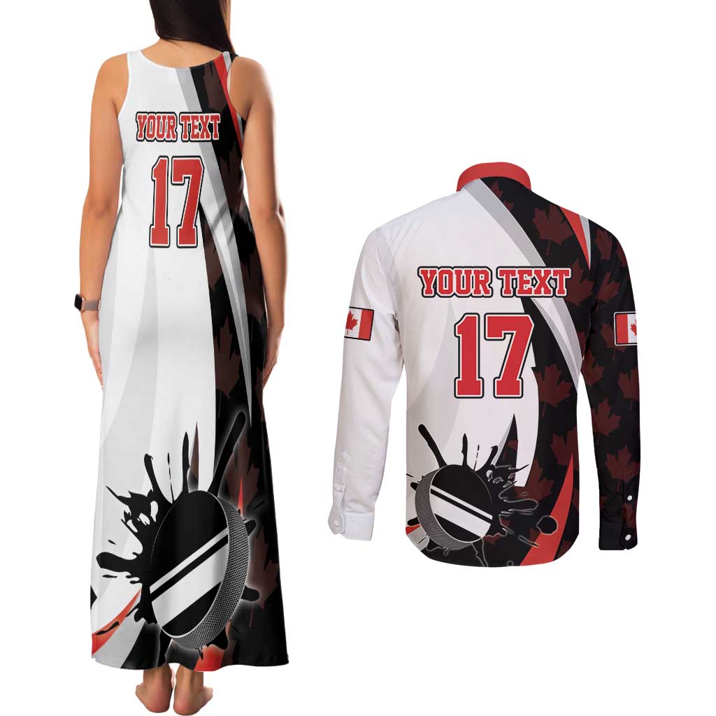 Custom Canada Ice Hockey Go Champions Couples Matching Tank Maxi Dress and Long Sleeve Button Shirt Team Canada Beaver Mascot Style