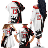 Custom Canada Ice Hockey Go Champions Family Matching Off The Shoulder Long Sleeve Dress and Hawaiian Shirt Team Canada Beaver Mascot Style