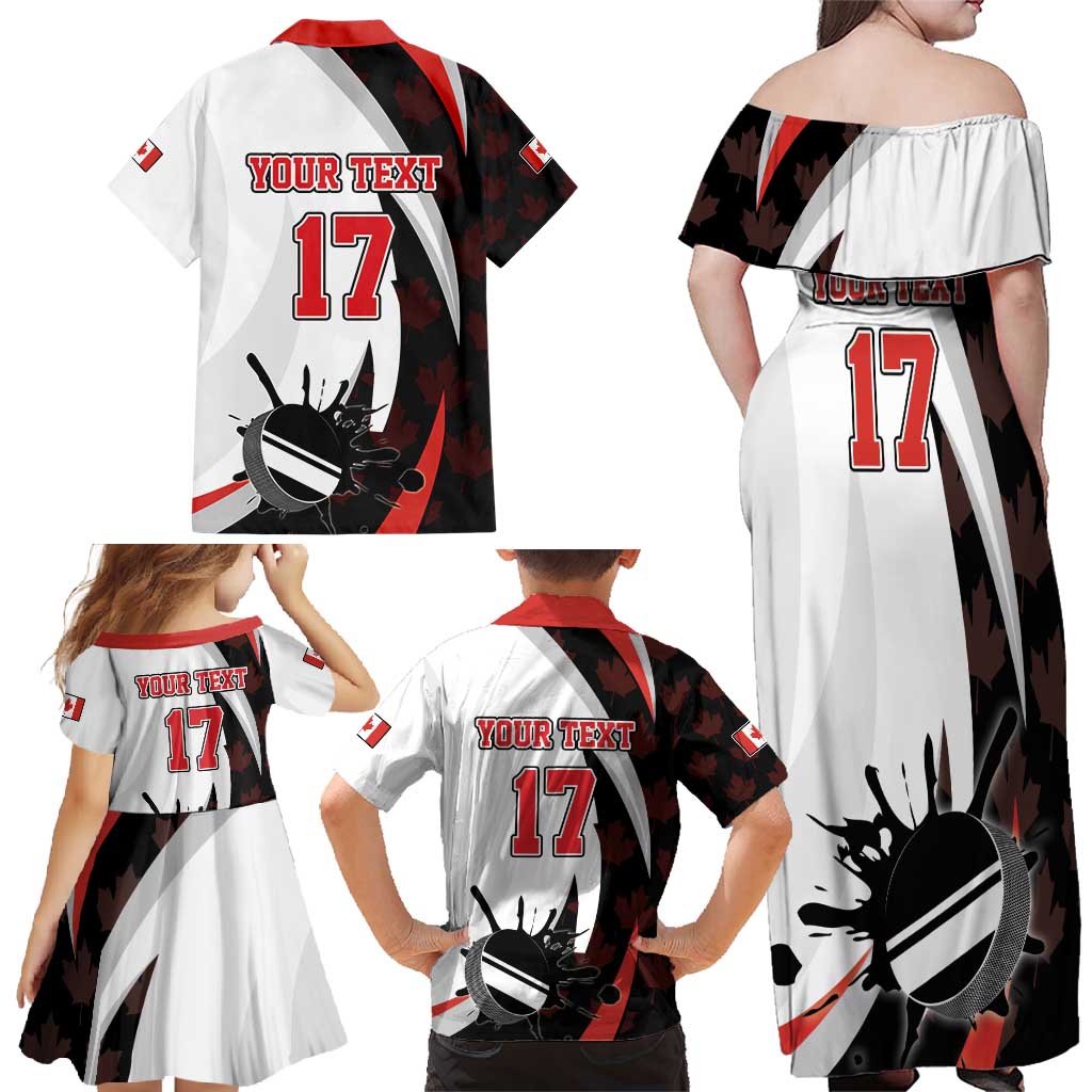 Custom Canada Ice Hockey Go Champions Family Matching Off Shoulder Maxi Dress and Hawaiian Shirt Team Canada Beaver Mascot Style