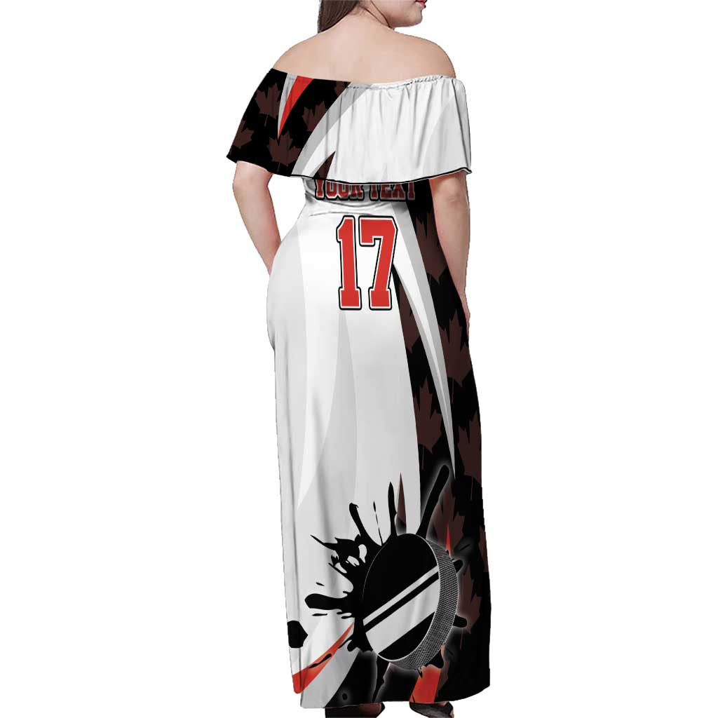 Custom Canada Ice Hockey Go Champions Family Matching Off Shoulder Maxi Dress and Hawaiian Shirt Team Canada Beaver Mascot Style