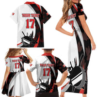 Custom Canada Ice Hockey Go Champions Family Matching Short Sleeve Bodycon Dress and Hawaiian Shirt Team Canada Beaver Mascot Style