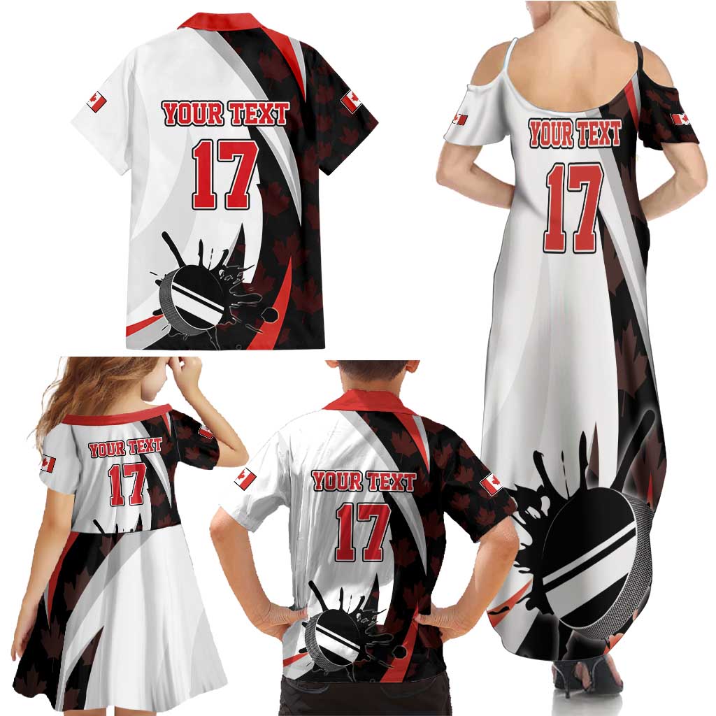 Custom Canada Ice Hockey Go Champions Family Matching Summer Maxi Dress and Hawaiian Shirt Team Canada Beaver Mascot Style
