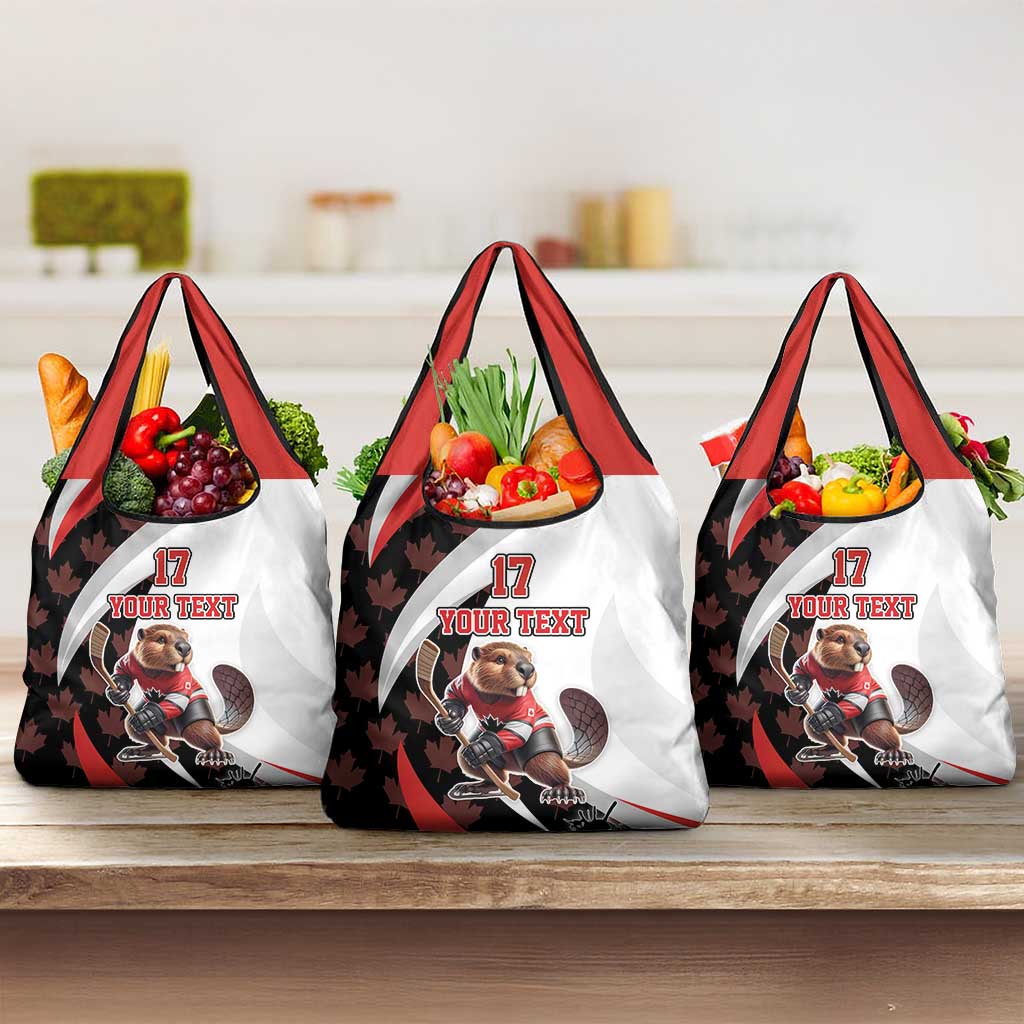 Custom Canada Ice Hockey Go Champions Grocery Bag Team Canada Beaver Mascot Style
