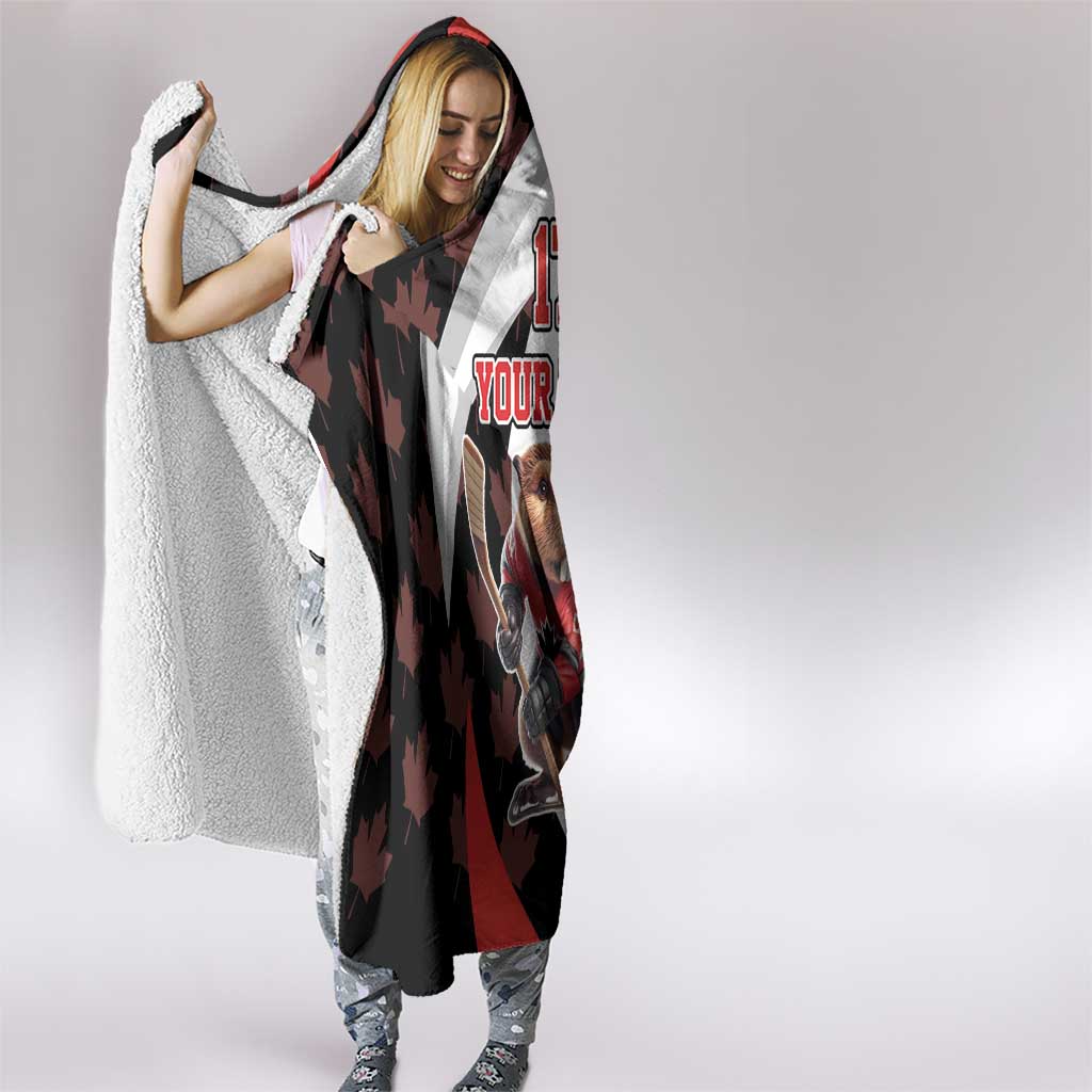 Custom Canada Ice Hockey Go Champions Hooded Blanket Team Canada Beaver Mascot Style
