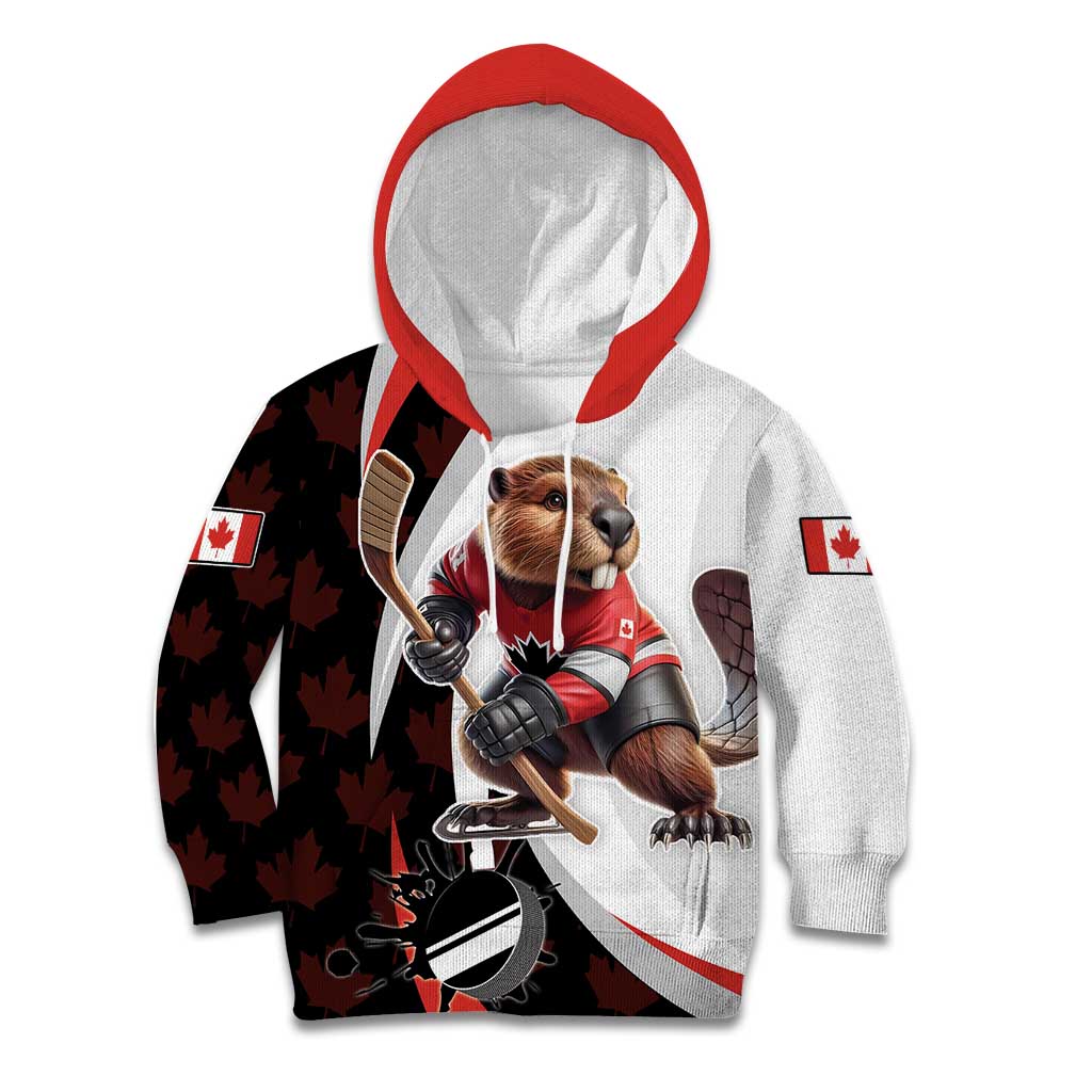 Custom Canada Ice Hockey Go Champions Kid Hoodie Team Canada Beaver Mascot Style