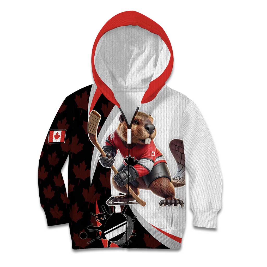Custom Canada Ice Hockey Go Champions Kid Hoodie Team Canada Beaver Mascot Style