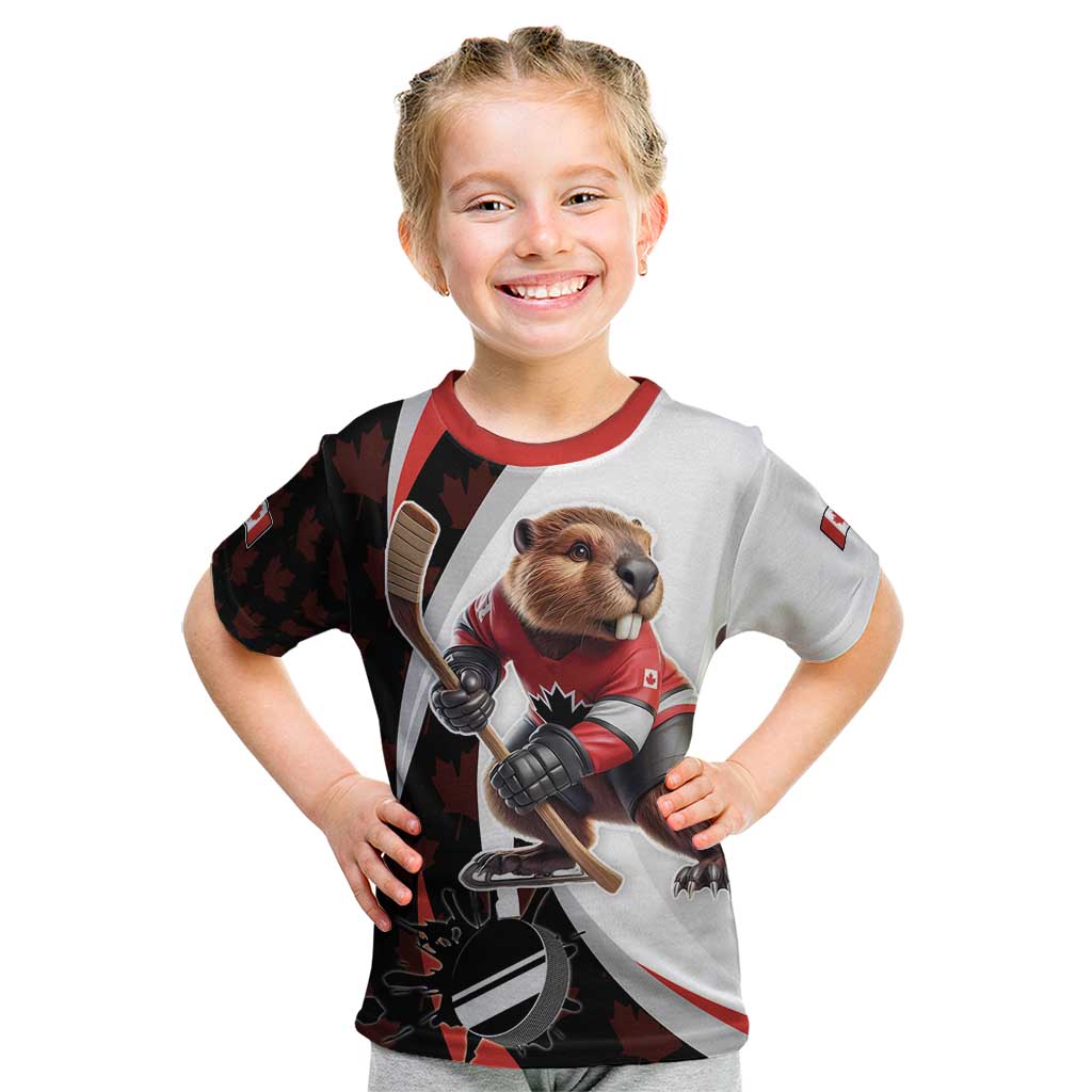Custom Canada Ice Hockey Go Champions Kid T Shirt Team Canada Beaver Mascot Style