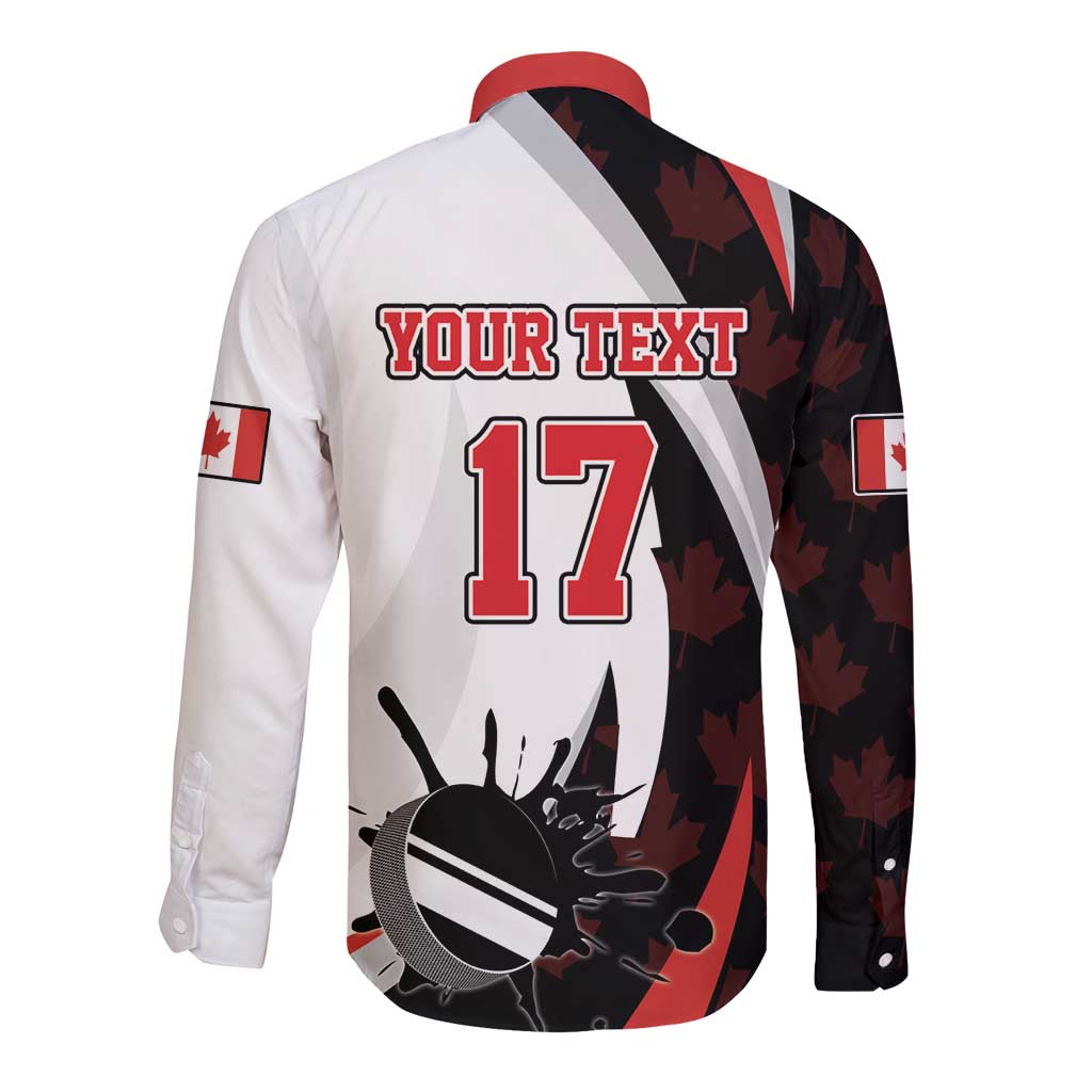 Custom Canada Ice Hockey Go Champions Long Sleeve Button Shirt Team Canada Beaver Mascot Style