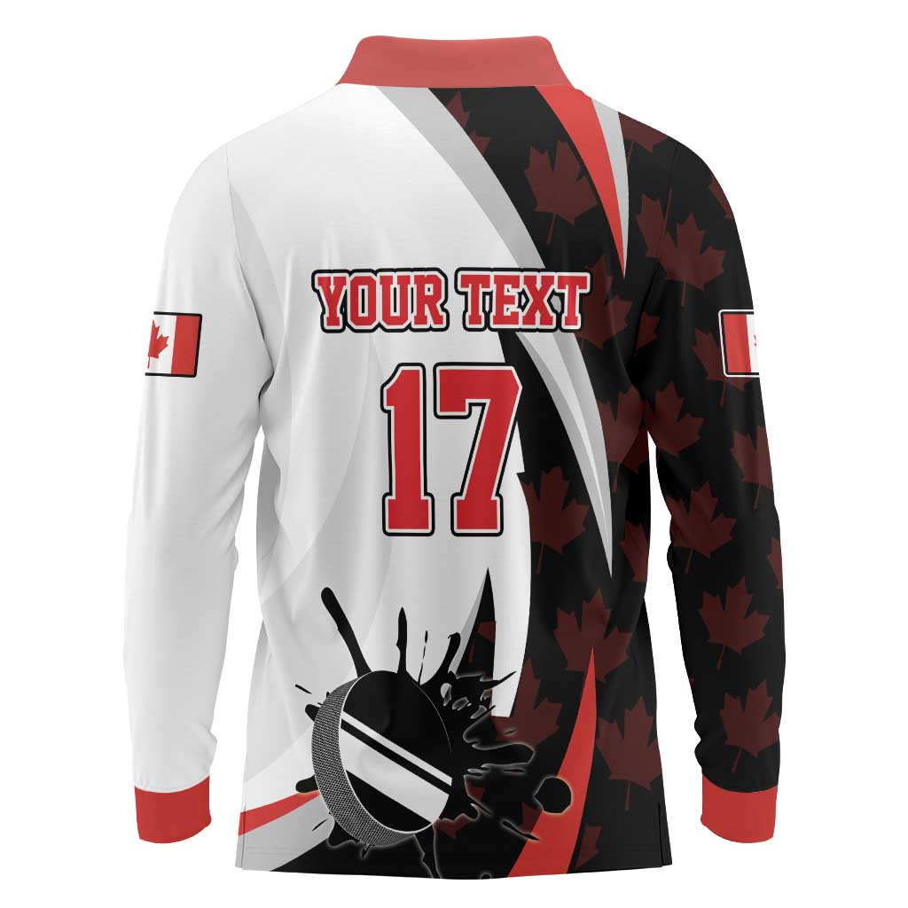 Custom Canada Ice Hockey Go Champions Long Sleeve Polo Shirt Team Canada Beaver Mascot Style