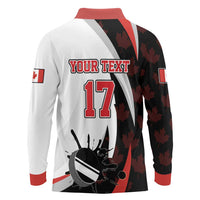 Custom Canada Ice Hockey Go Champions Long Sleeve Polo Shirt Team Canada Beaver Mascot Style