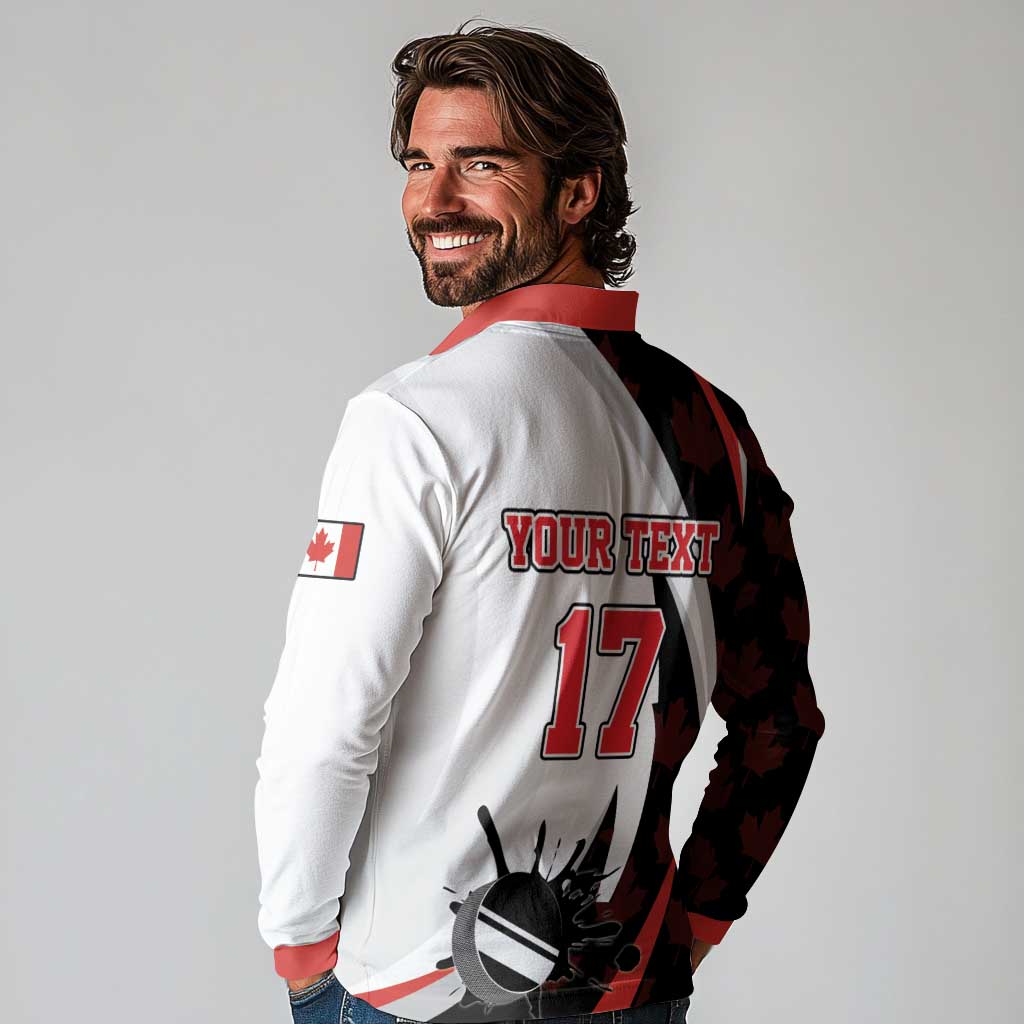 Custom Canada Ice Hockey Go Champions Long Sleeve Polo Shirt Team Canada Beaver Mascot Style