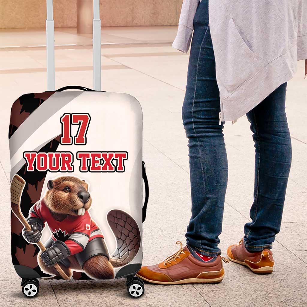 Custom Canada Ice Hockey Go Champions Luggage Cover Team Canada Beaver Mascot Style