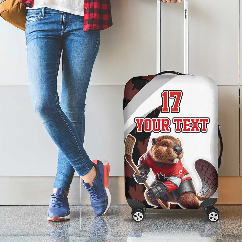 Custom Canada Ice Hockey Go Champions Luggage Cover Team Canada Beaver Mascot Style