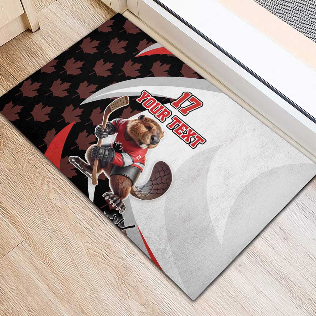 Custom Canada Ice Hockey Go Champions Rubber Doormat Team Canada Beaver Mascot Style