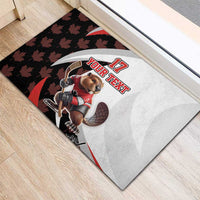 Custom Canada Ice Hockey Go Champions Rubber Doormat Team Canada Beaver Mascot Style