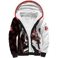 Custom Canada Ice Hockey Go Champions Sherpa Hoodie Team Canada Beaver Mascot Style