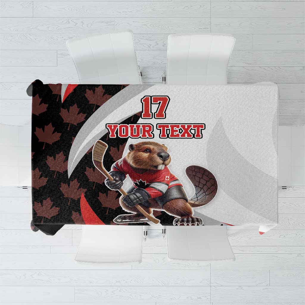 Custom Canada Ice Hockey Go Champions Tablecloth Team Canada Beaver Mascot Style