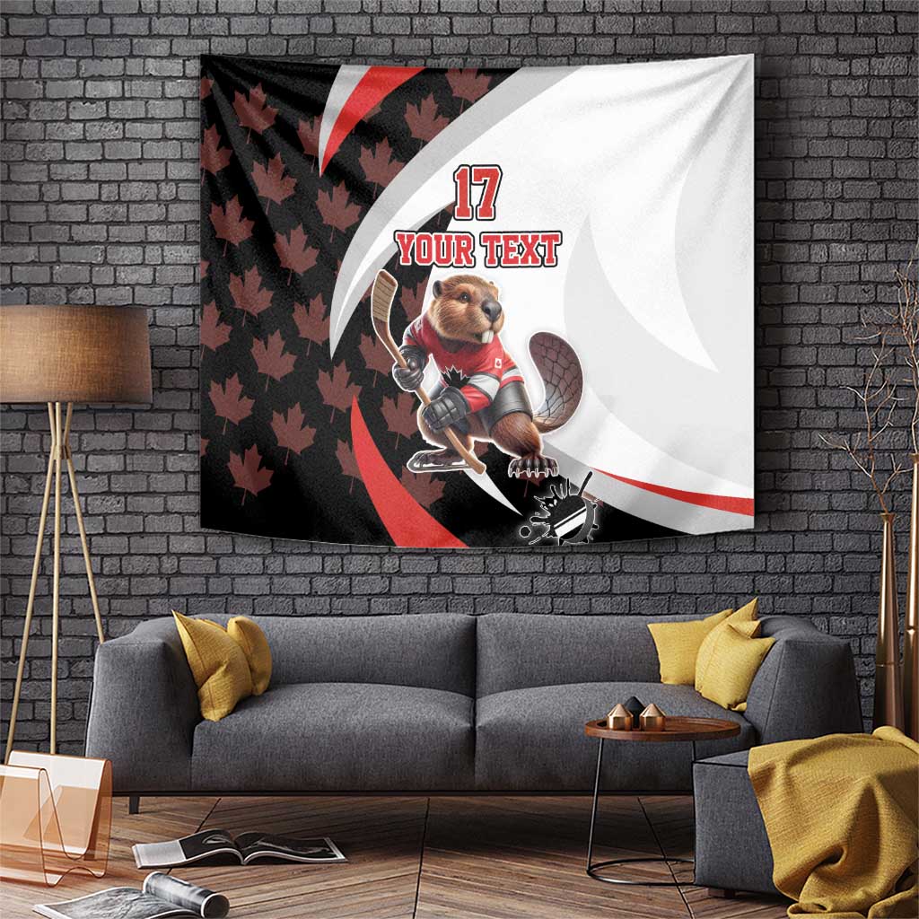 Custom Canada Ice Hockey Go Champions Tapestry Team Canada Beaver Mascot Style