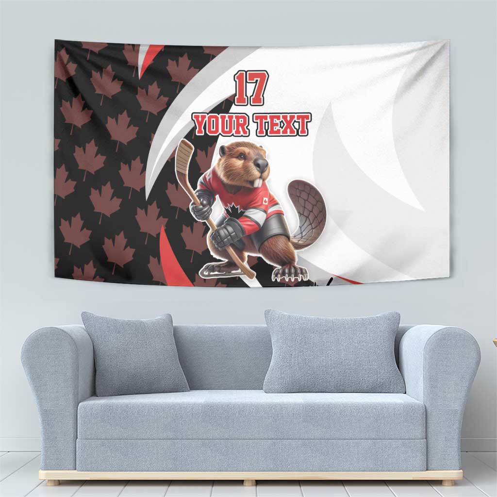 Custom Canada Ice Hockey Go Champions Tapestry Team Canada Beaver Mascot Style