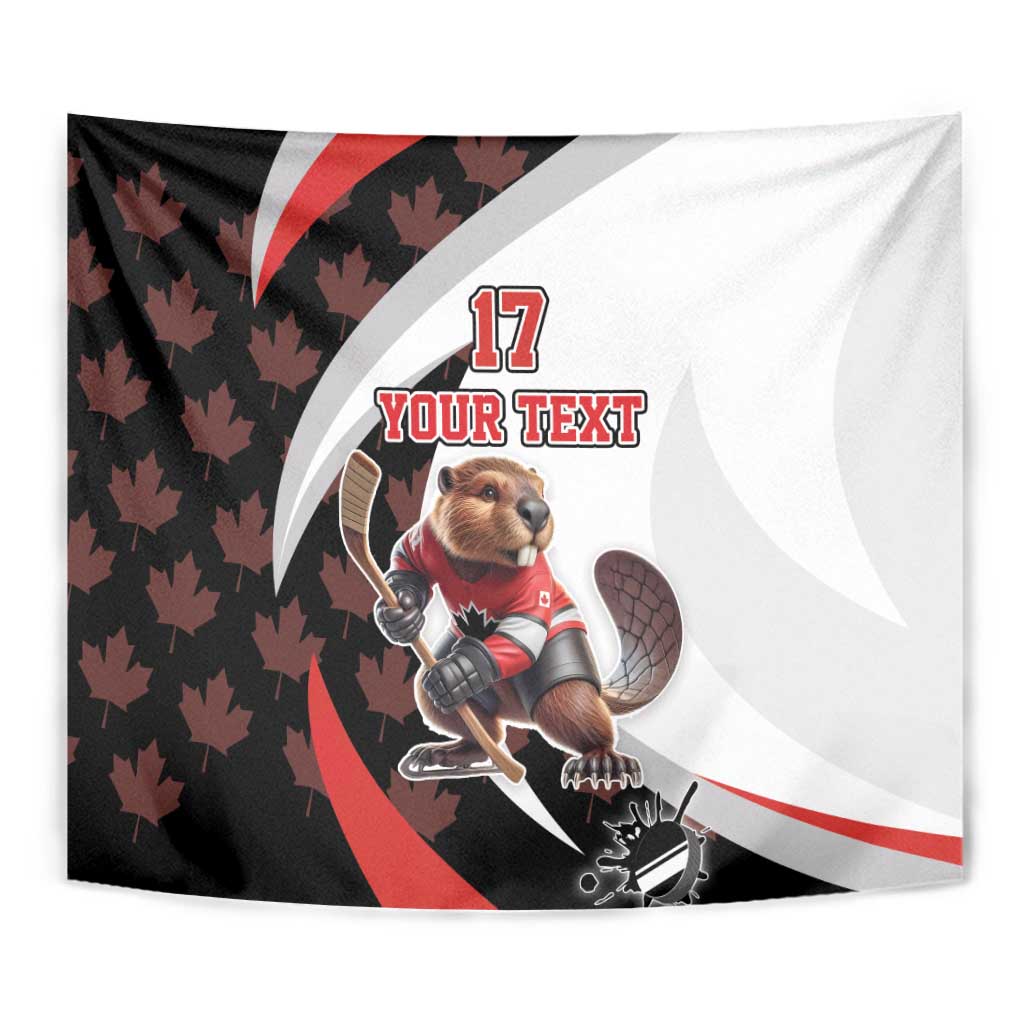 Custom Canada Ice Hockey Go Champions Tapestry Team Canada Beaver Mascot Style