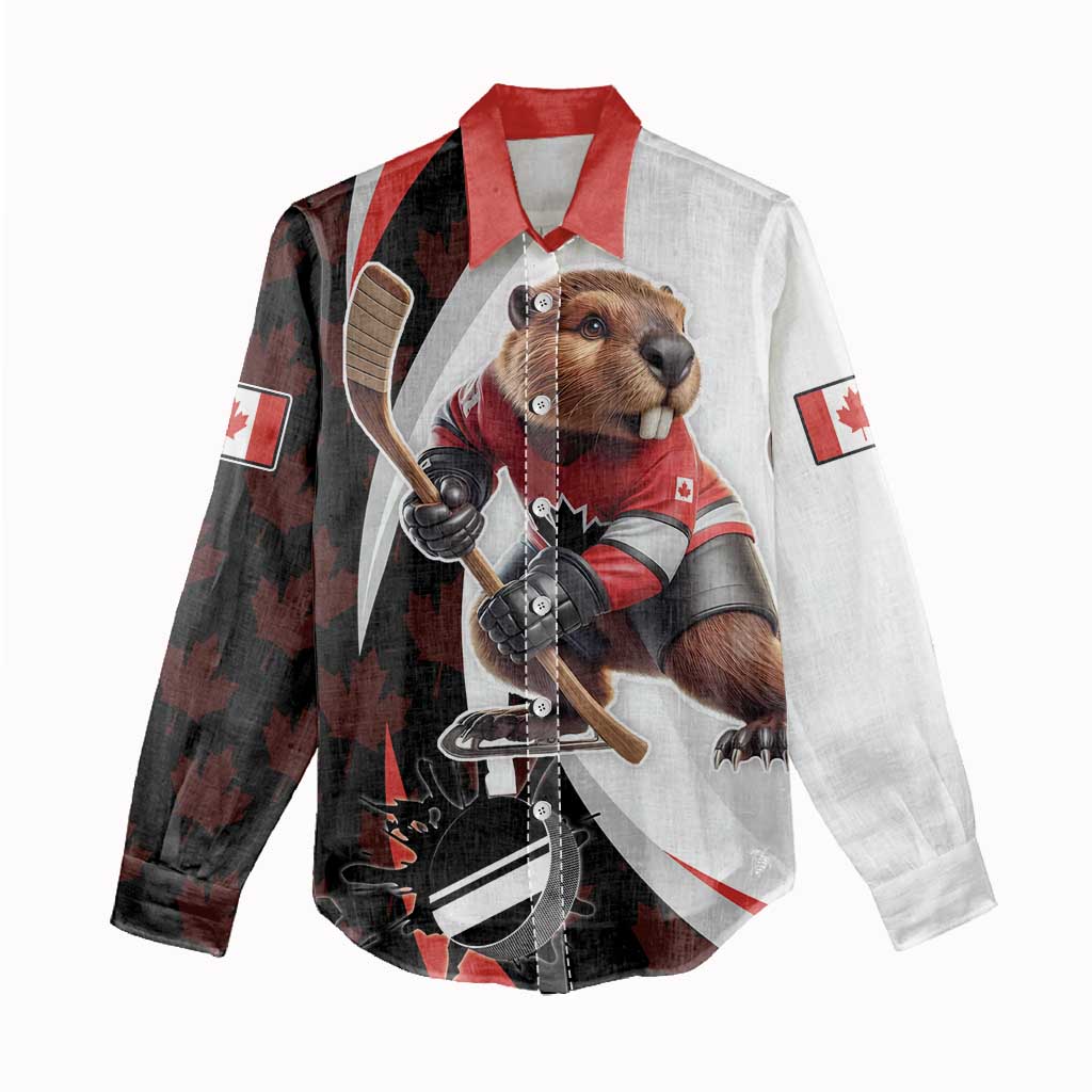 Custom Canada Ice Hockey Go Champions Women Casual Shirt Team Canada Beaver Mascot Style