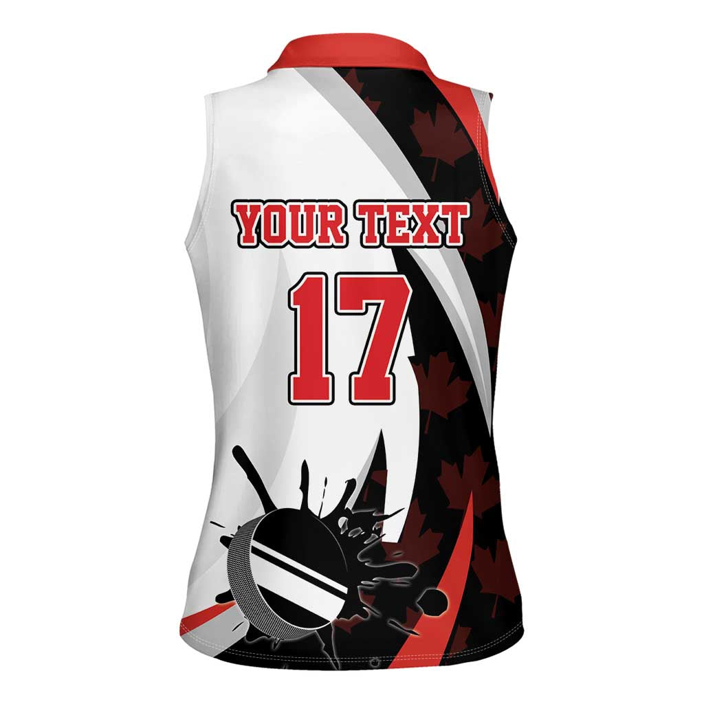 Custom Canada Ice Hockey Go Champions Women Sleeveless Polo Shirt Team Canada Beaver Mascot Style