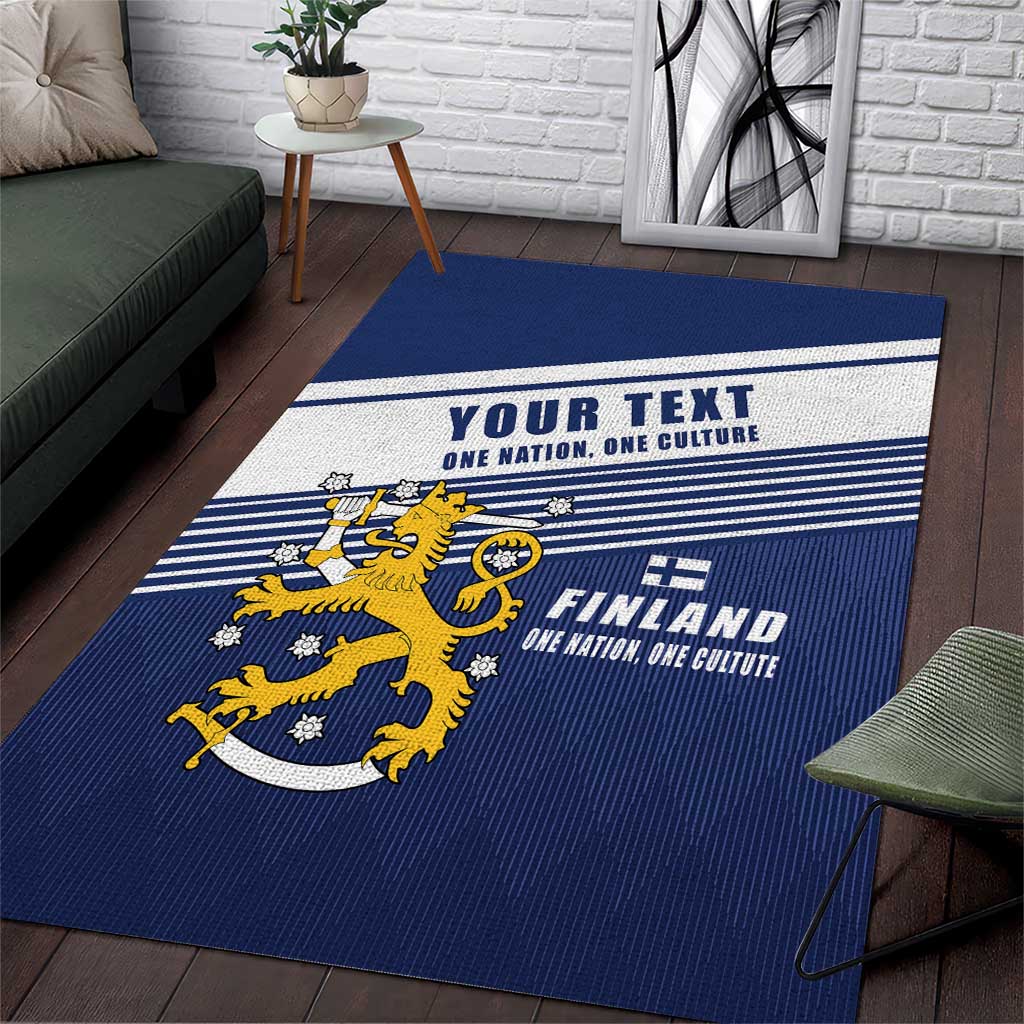 Personalized Finland One Nation One Culture Area Rug A Crowned Lion with Flag