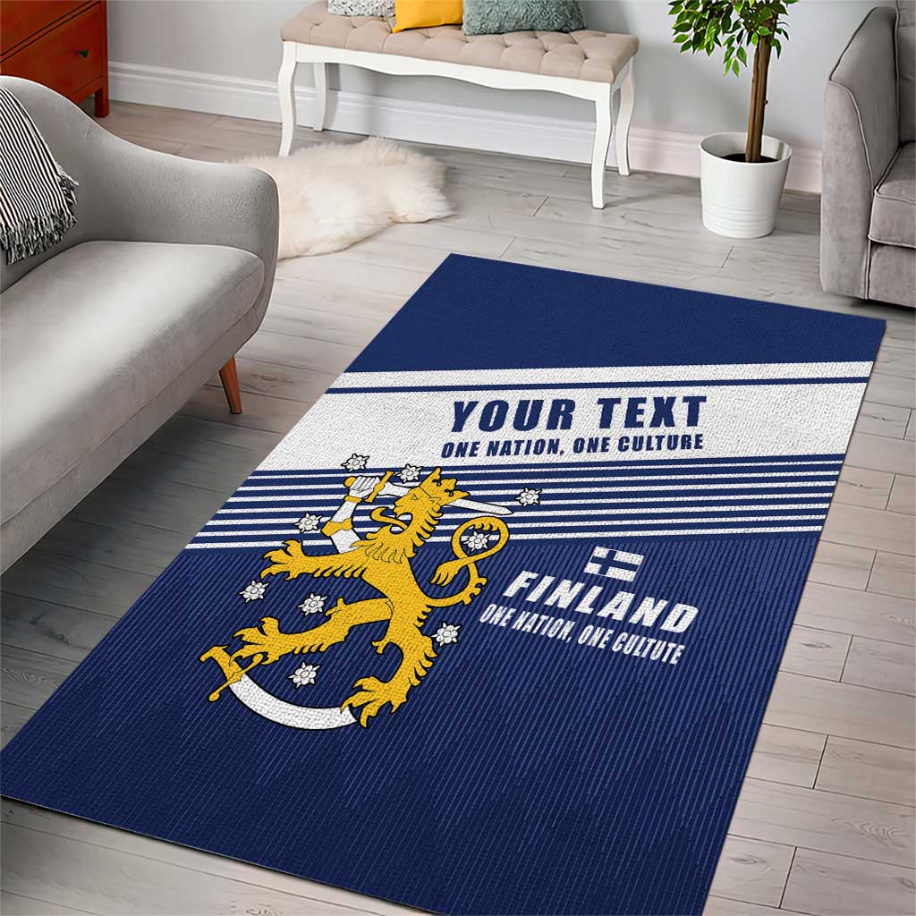 Personalized Finland One Nation One Culture Area Rug A Crowned Lion with Flag