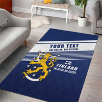 Personalized Finland One Nation One Culture Area Rug A Crowned Lion with Flag