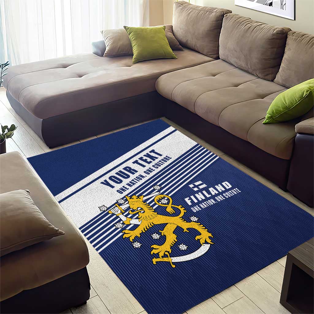 Personalized Finland One Nation One Culture Area Rug A Crowned Lion with Flag