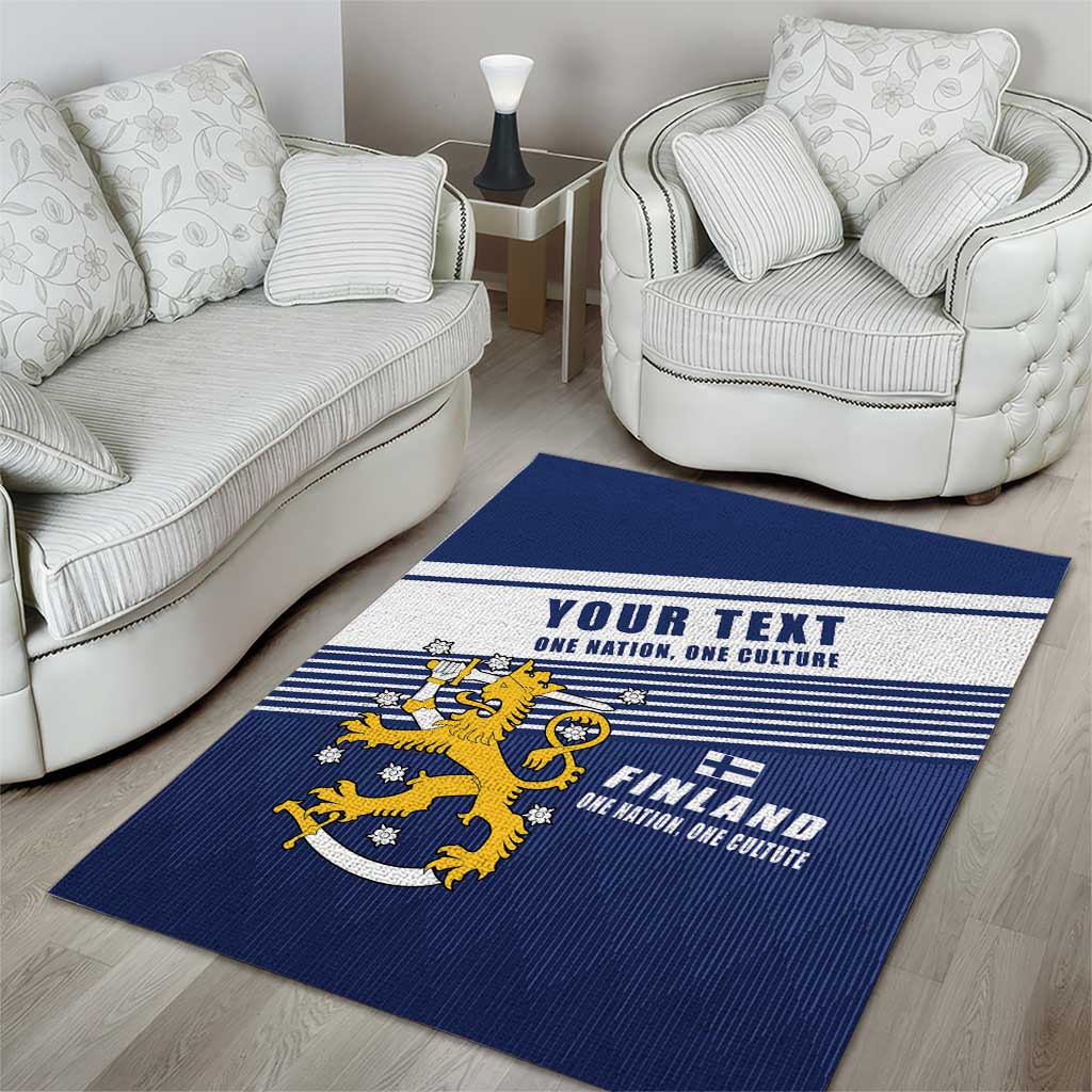Personalized Finland One Nation One Culture Area Rug A Crowned Lion with Flag