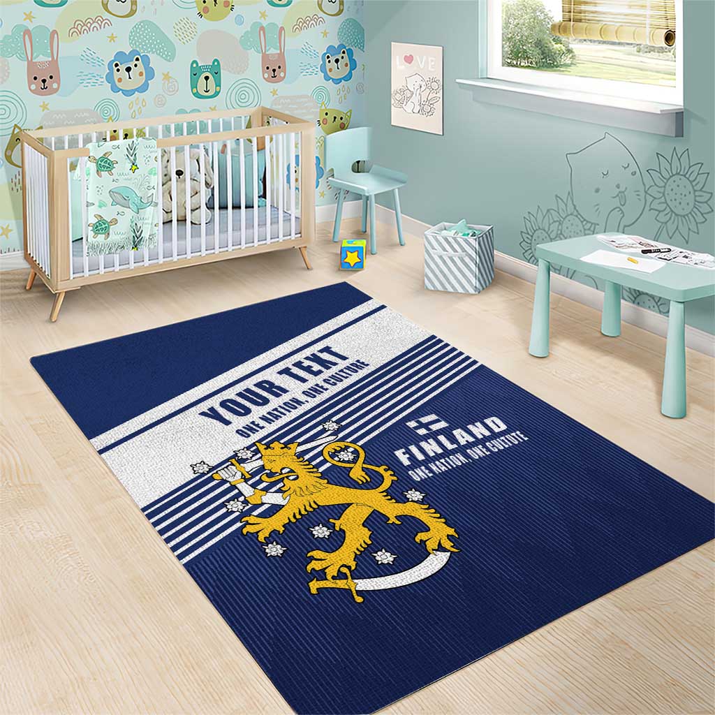 Personalized Finland One Nation One Culture Area Rug A Crowned Lion with Flag