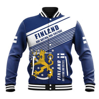 Personalized Finland One Nation One Culture Baseball Jacket A Crowned Lion with Flag