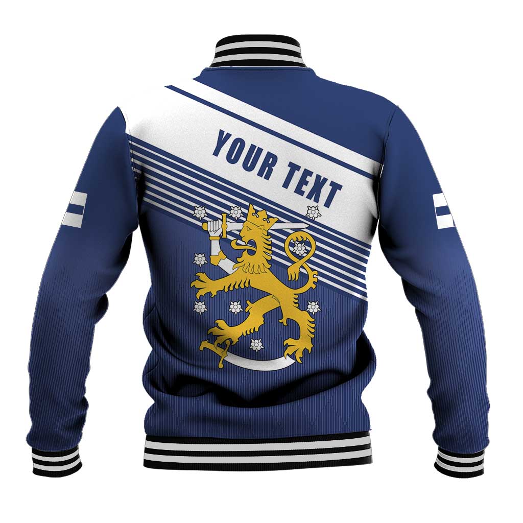 Personalized Finland One Nation One Culture Baseball Jacket A Crowned Lion with Flag