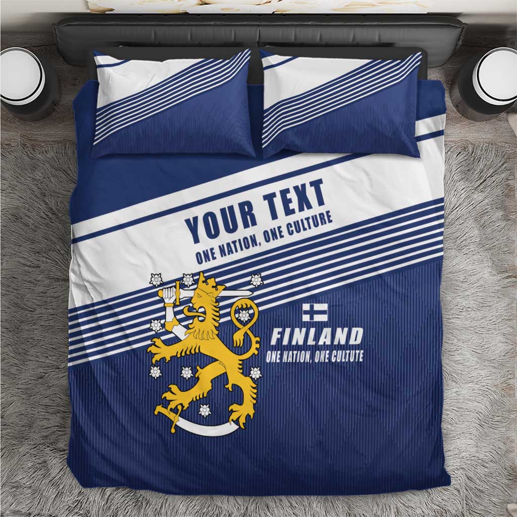 Personalized Finland One Nation One Culture Bedding Set A Crowned Lion with Flag