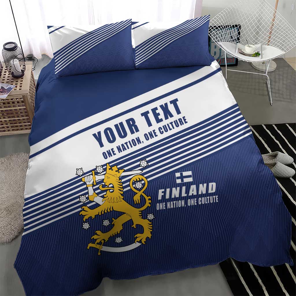 Personalized Finland One Nation One Culture Bedding Set A Crowned Lion with Flag