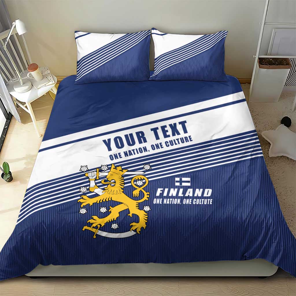 Personalized Finland One Nation One Culture Bedding Set A Crowned Lion with Flag
