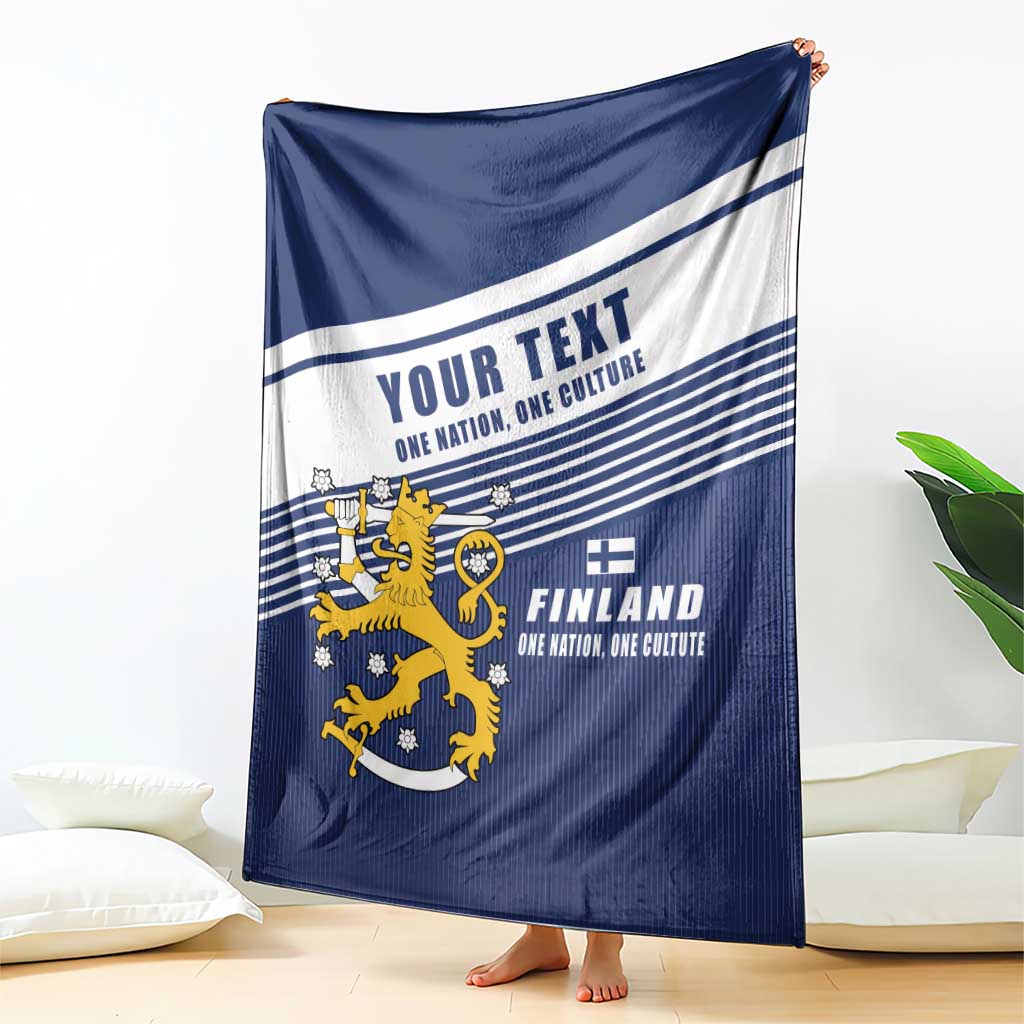 Personalized Finland One Nation One Culture Blanket A Crowned Lion with Flag