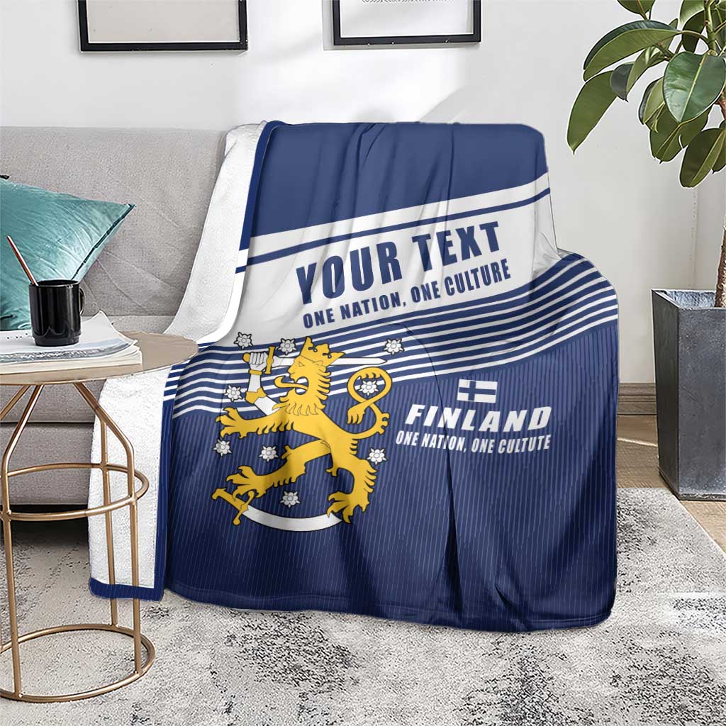 Personalized Finland One Nation One Culture Blanket A Crowned Lion with Flag