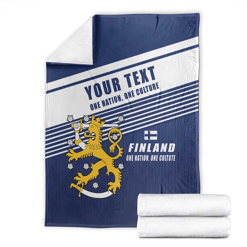 Personalized Finland One Nation One Culture Blanket A Crowned Lion with Flag