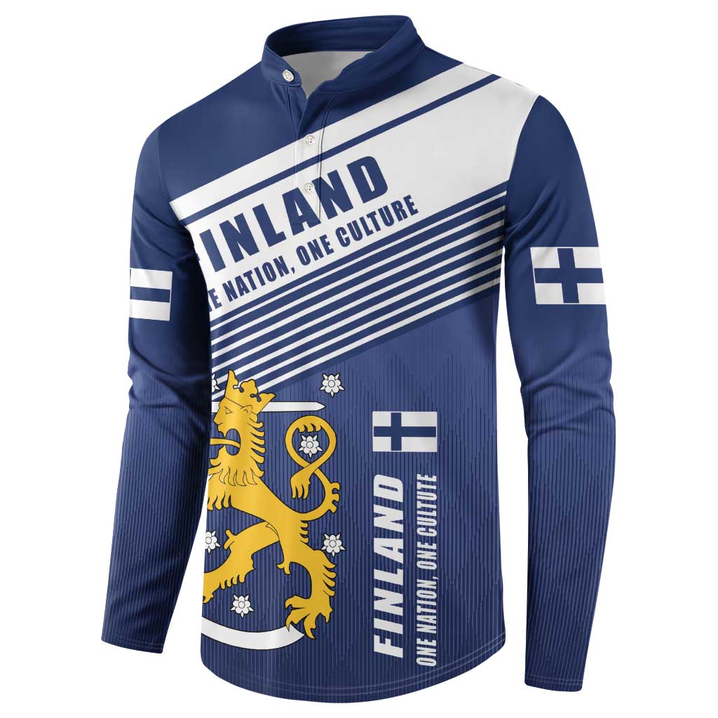 Personalized Finland One Nation One Culture Button Sweatshirt A Crowned Lion with Flag