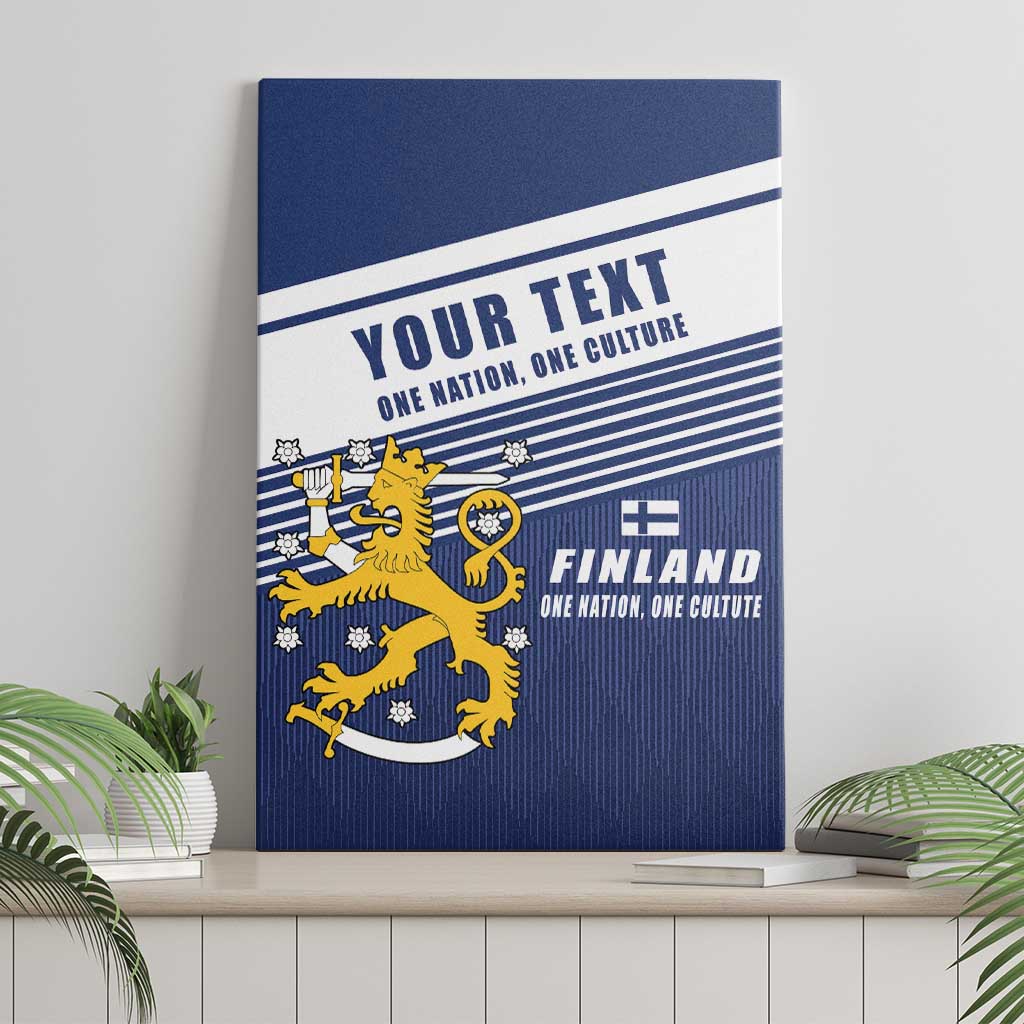 Personalized Finland One Nation One Culture Canvas Wall Art A Crowned Lion with Flag