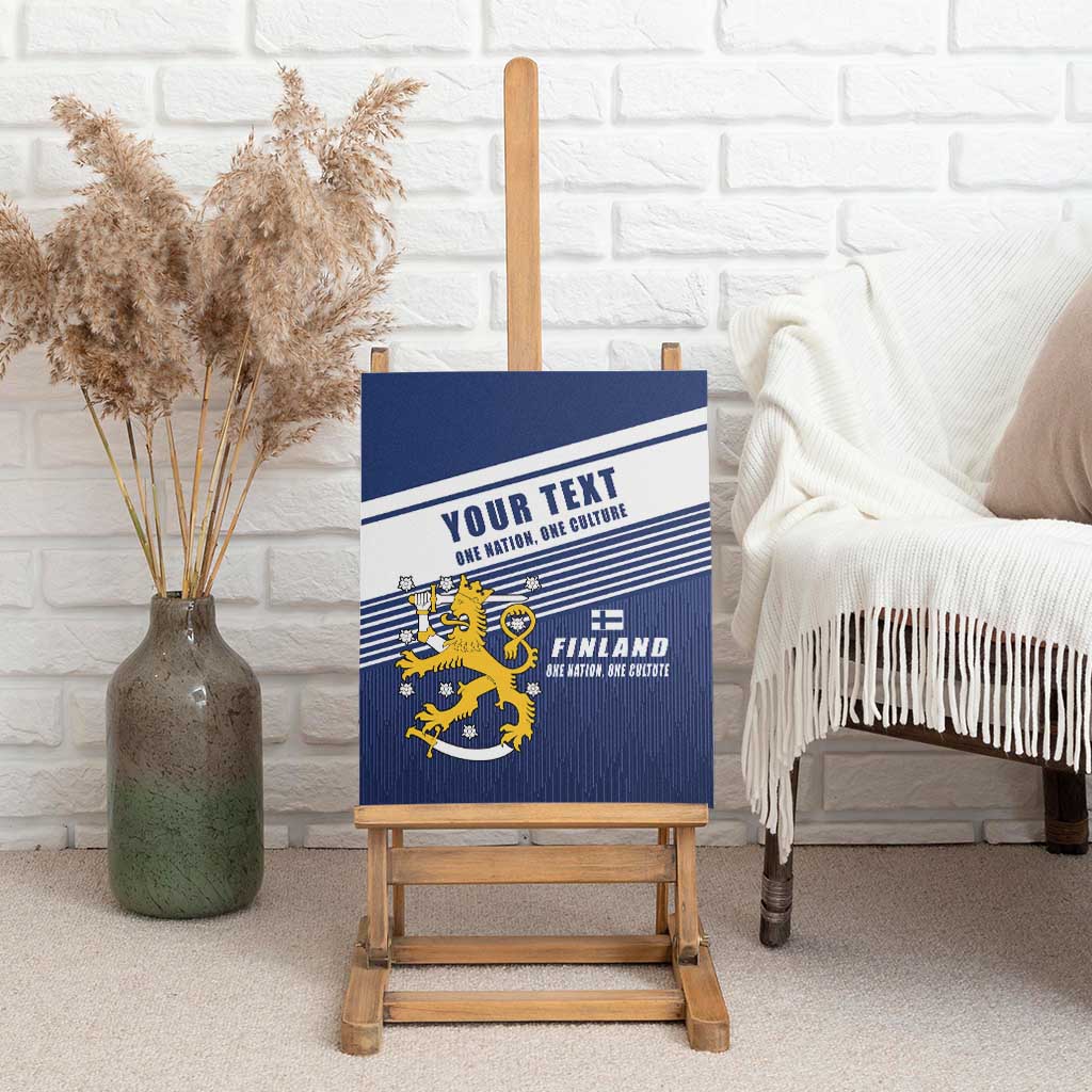 Personalized Finland One Nation One Culture Canvas Wall Art A Crowned Lion with Flag