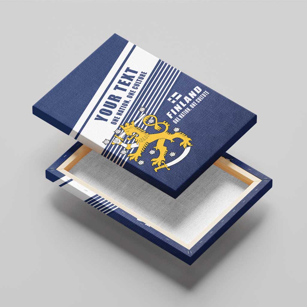 Personalized Finland One Nation One Culture Canvas Wall Art A Crowned Lion with Flag