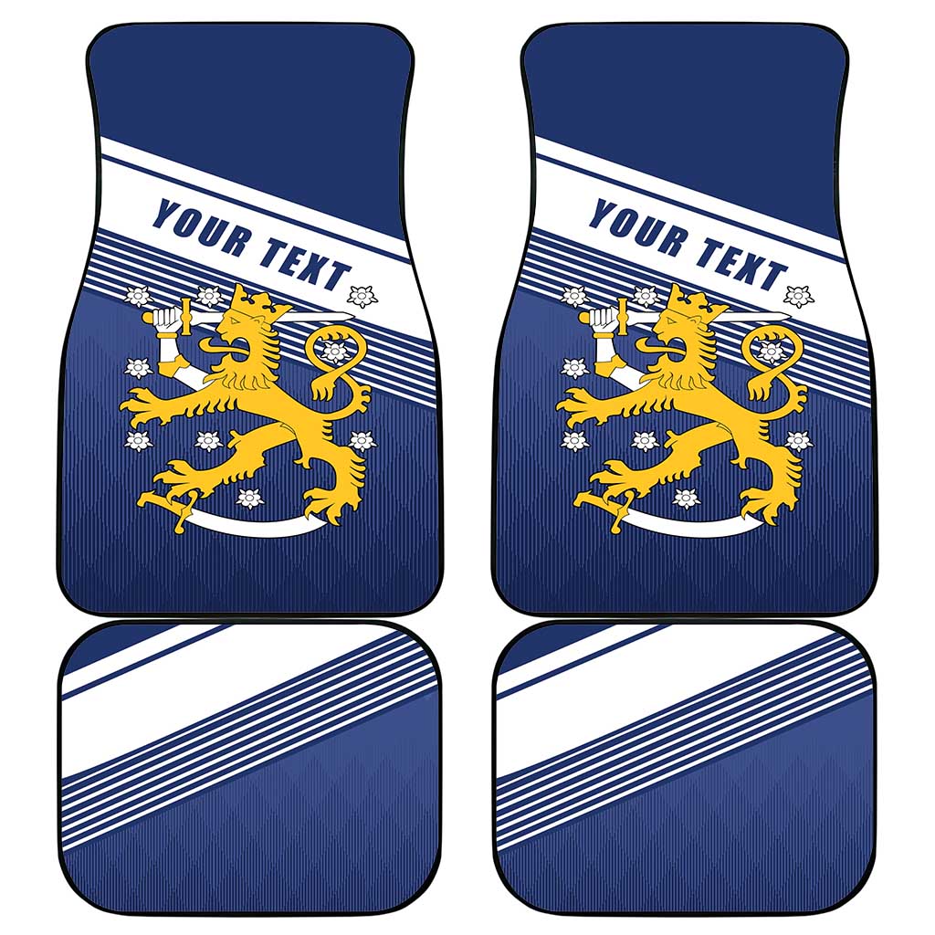 Personalized Finland One Nation One Culture Car Mats A Crowned Lion with Flag